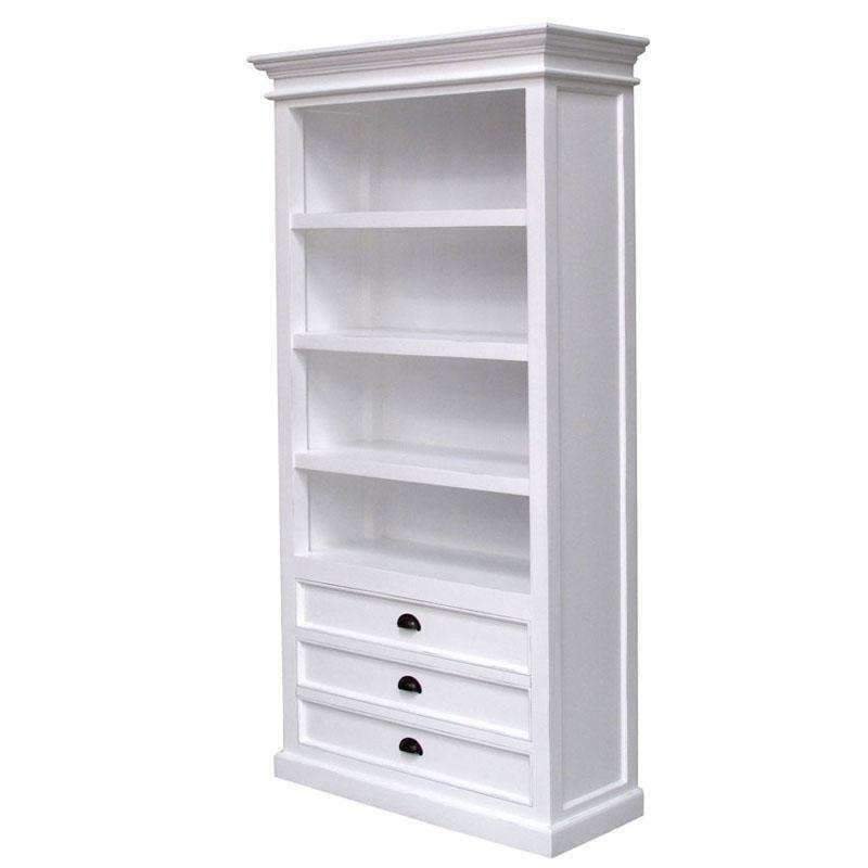 Halifax White Painted Tall Bookcase With 3 Low Drawers2 - Duck Barn Interiors