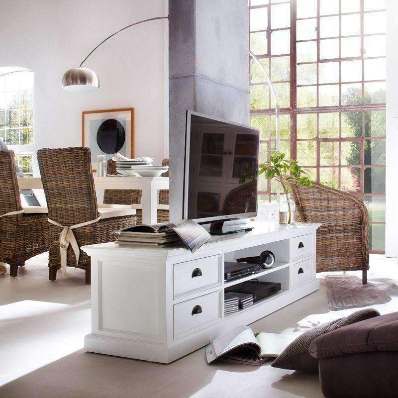 Halifax White Painted TV Unit with 4 Drawers1 - Duck Barn Interiors