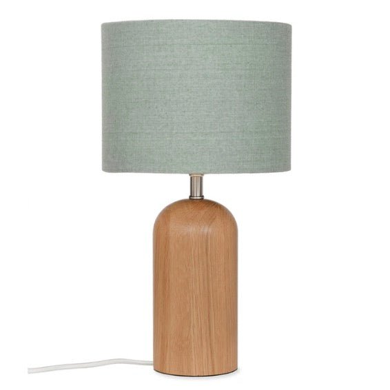 Kingsbury Oak Table Lamp - Thistle Green Shade - Duck Barn Interiors