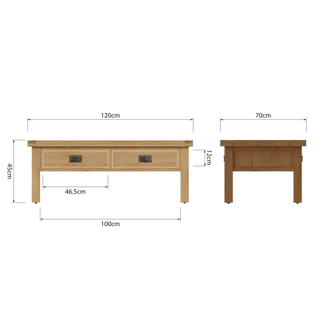 Kirdford Oak Coffee Table with 2 Drawers9 - Duck Barn Interiors