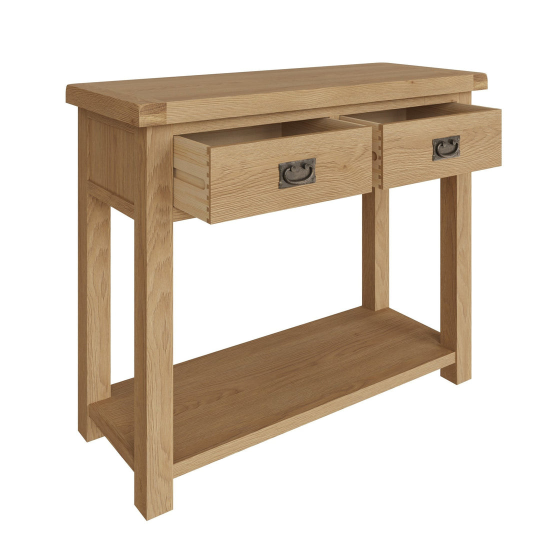 Kirdford Oak Console Table with Drawers4 - Duck Barn Interiors