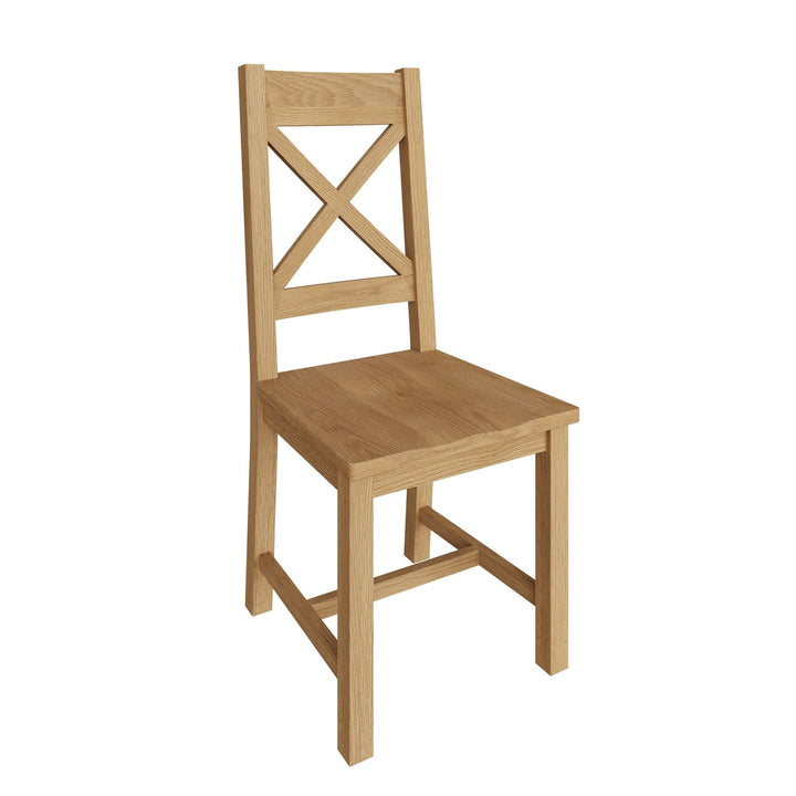 Kirdford Oak Cross Back Chair - Wooden Seat2 - Duck Barn Interiors