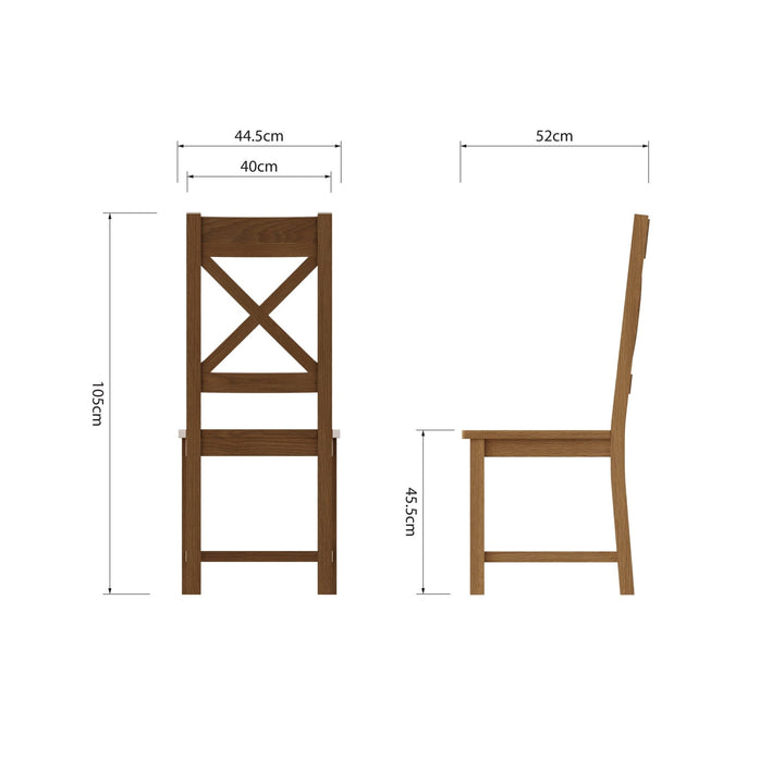 Kirdford Oak Cross Back Chair - Wooden Seat8 - Duck Barn Interiors