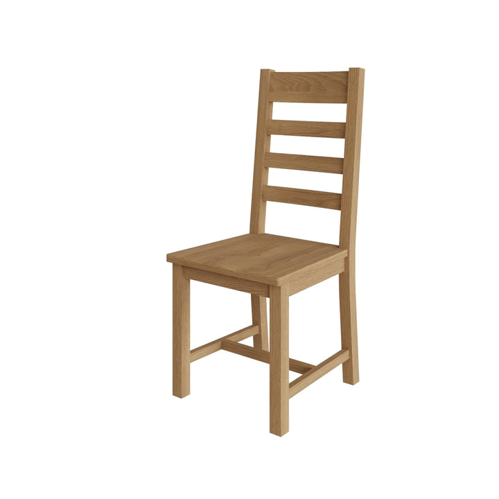 Kirdford Oak Ladder Back Chair - Wooden Seat15 - Duck Barn Interiors