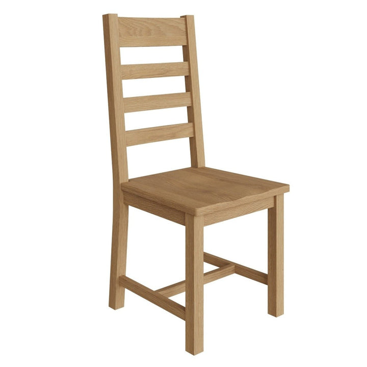 Kirdford Oak Ladder Back Chair - Wooden Seat2 - Duck Barn Interiors