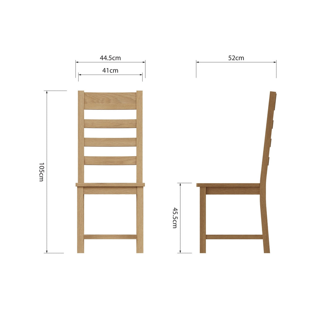 Kirdford Oak Ladder Back Chair - Wooden Seat20 - Duck Barn Interiors