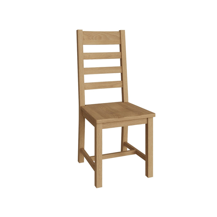 Kirdford Oak Ladder Back Chair - Wooden Seat12 - Duck Barn Interiors