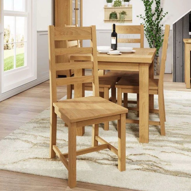 Kirdford Oak Ladder Back Chair - Wooden Seat1 - Duck Barn Interiors