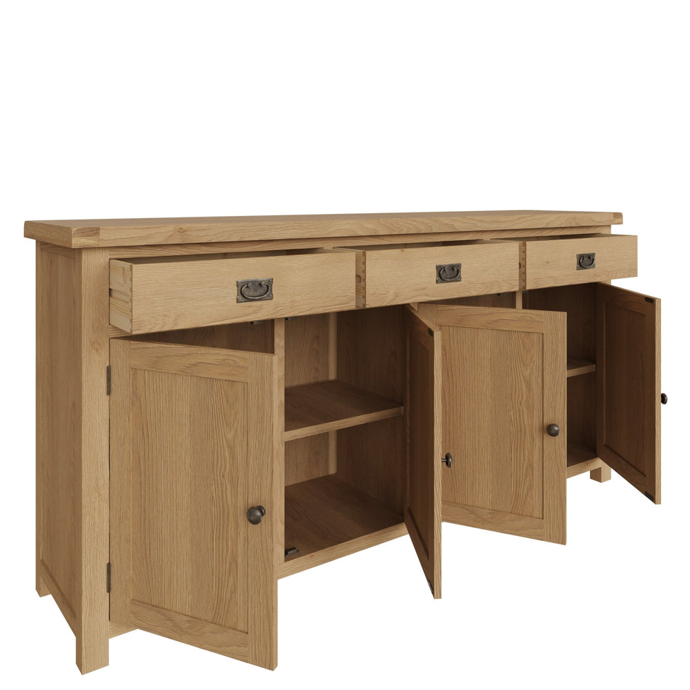 Kirdford Oak Large 4 Door Sideboard2 - Duck Barn Interiors