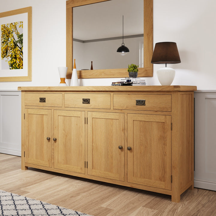 Kirdford Oak Large 4 Door Sideboard1 - Duck Barn Interiors