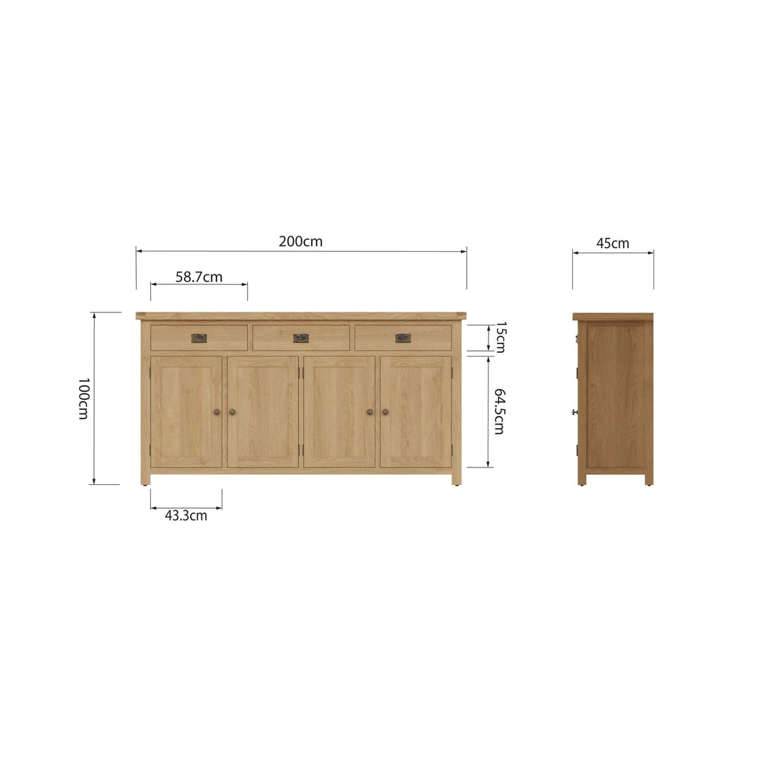 Kirdford Oak Large 4 Door Sideboard11 - Duck Barn Interiors