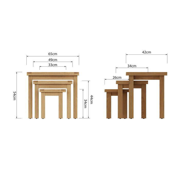 Kirdford Oak Nest of 3 Tables7 - Duck Barn Interiors