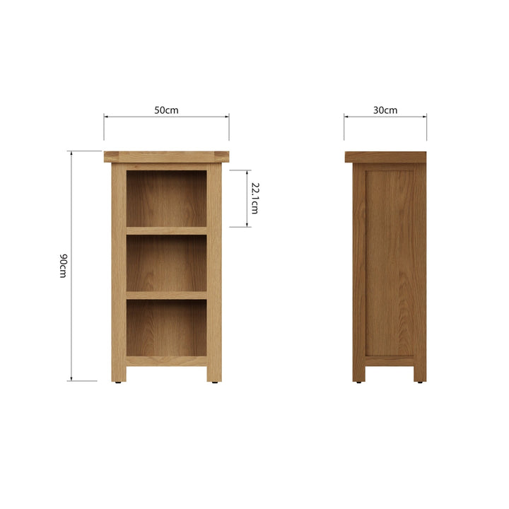 Kirdford Oak Small Narrow Bookcase6 - Duck Barn Interiors