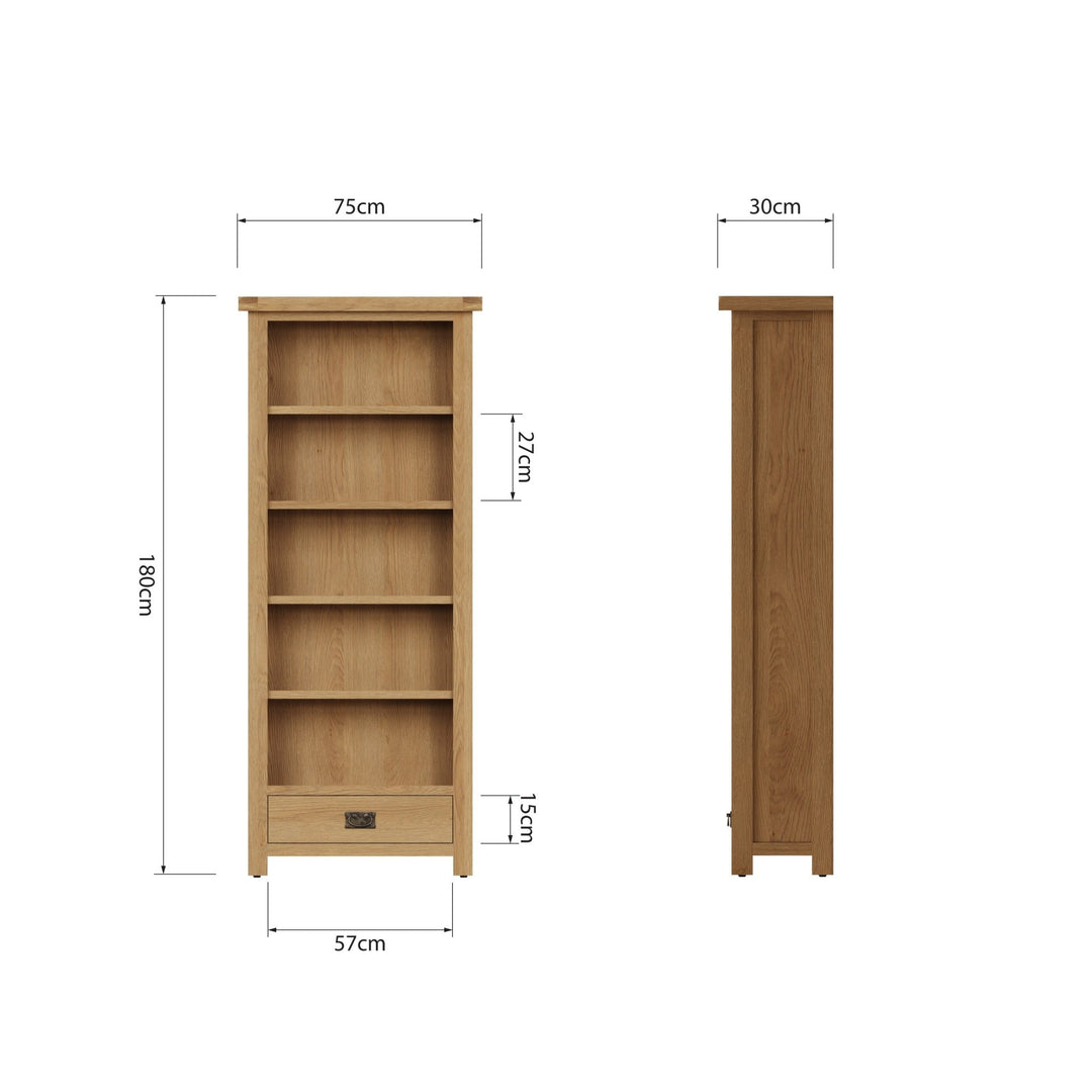 Kirdford Oak Tall Wooden Bookcase9 - Duck Barn Interiors