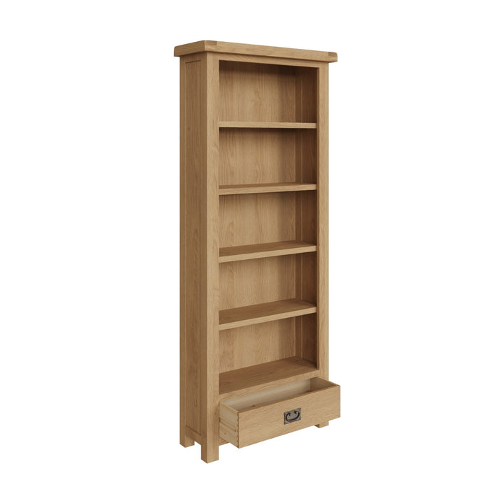 Kirdford Oak Tall Wooden Bookcase2 - Duck Barn Interiors