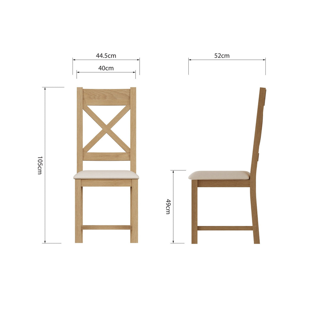 Kirdford Oak Upholstered Cross Back Chair8 - Duck Barn Interiors