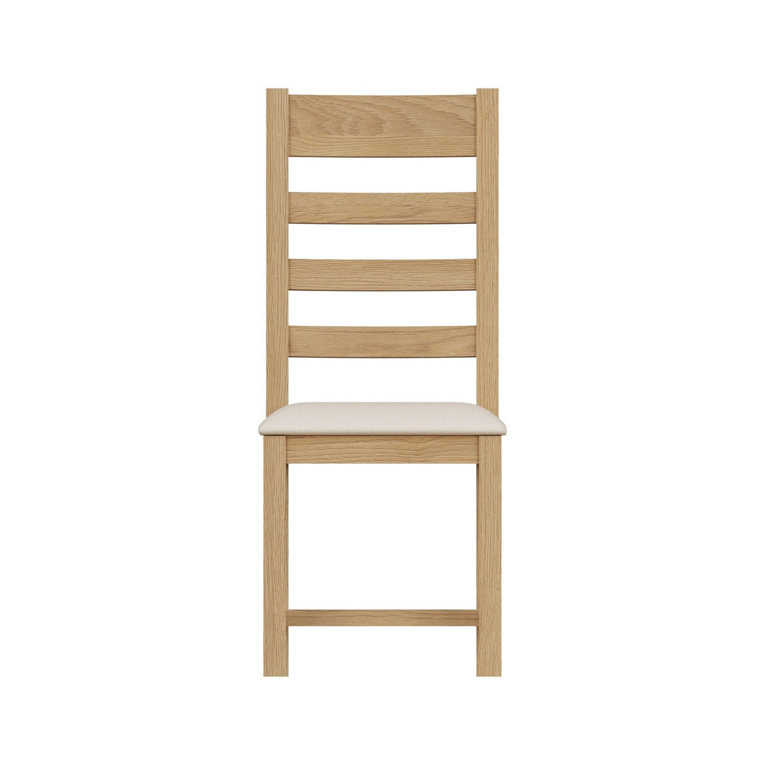 Kirdford Oak Upholstered Ladder Back Chair - Duck Barn Interiors