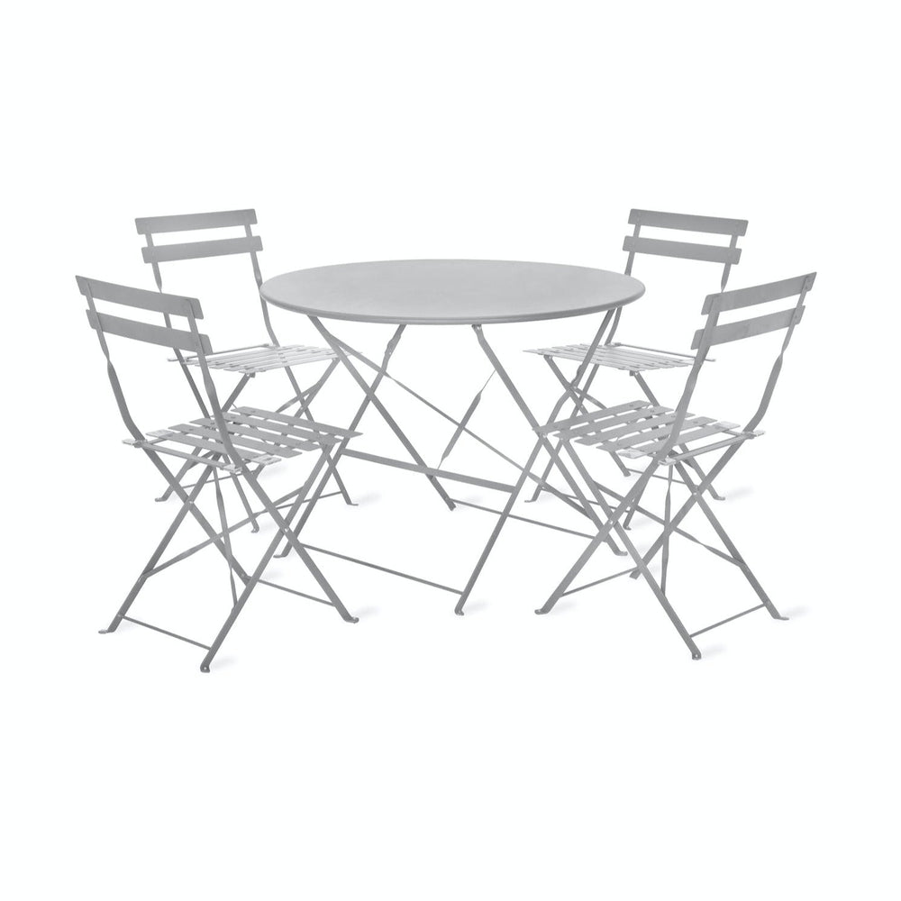 Large Garden Bistro Round Table and 4 Chairs - Chalk White - Duck Barn Interiors