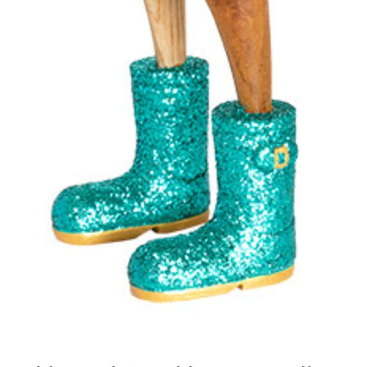 Large Wooden Disco Duck with Green Sparkly Welly Boots3 - Duck Barn Interiors