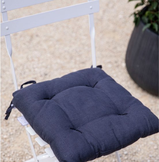 Linen Seat Pad Cushion - Carbon2 - Duck Barn Interiors