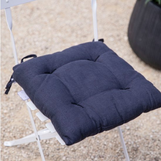 Linen Seat Pad Cushion - Carbon - Duck Barn Interiors