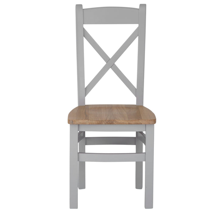 Loxhill Grey Cross Back Chair Wooden Seat2 - Duck Barn Interiors