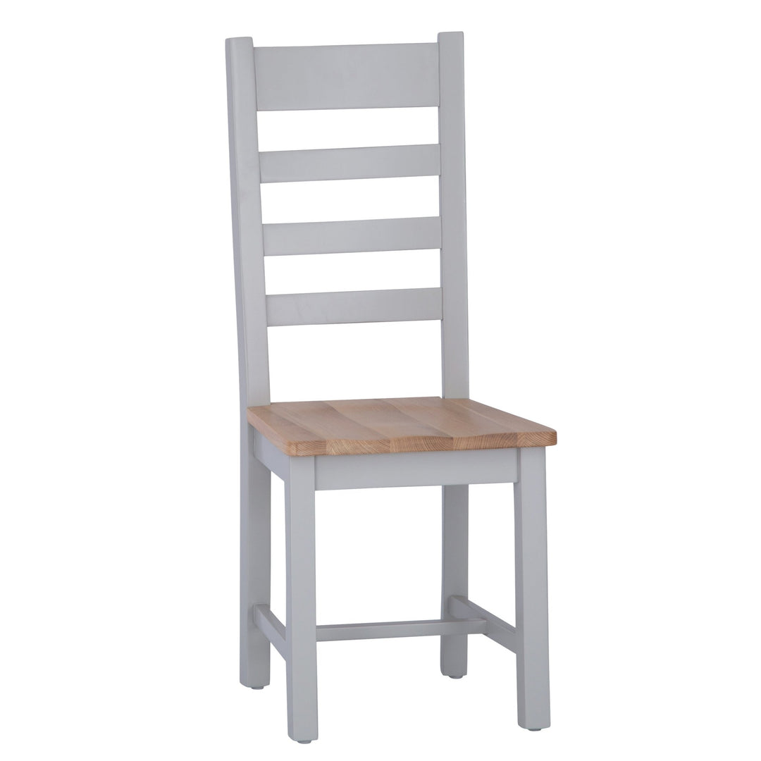 Loxhill Grey Ladder Back Chair Wooden Seat9 - Duck Barn Interiors