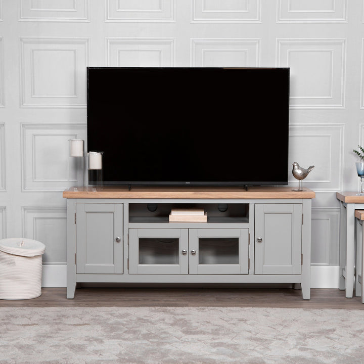 Loxhill Grey Large TV Stand1 - Duck Barn Interiors