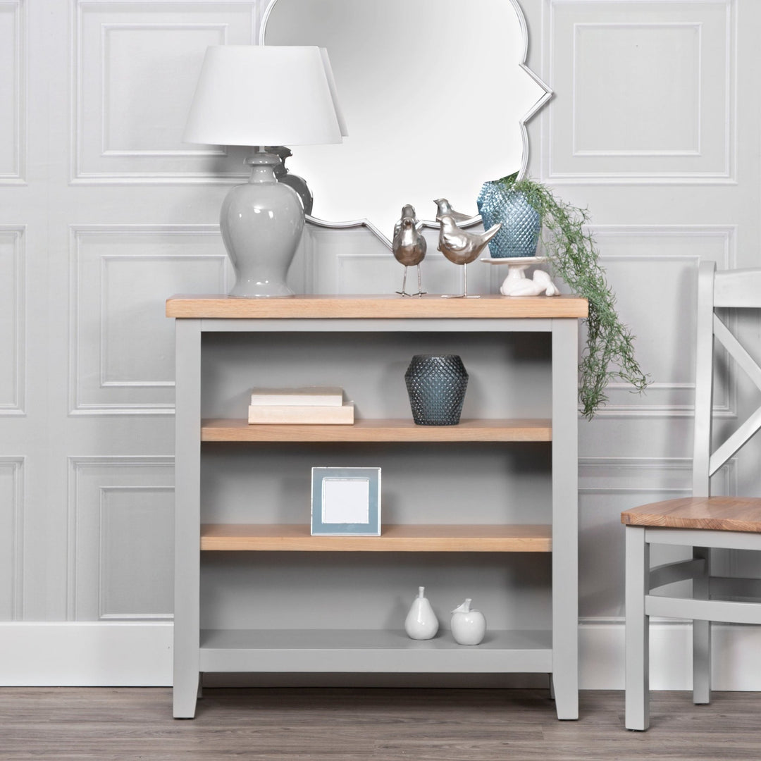 Loxhill Grey Small Wide Bookcase1 - Duck Barn Interiors