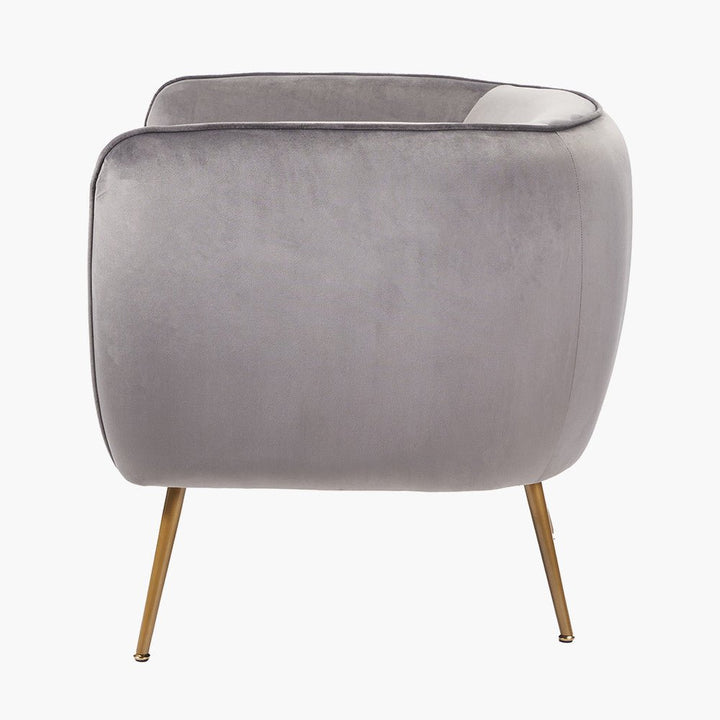 Lucca Dove Grey Velvet Chair with Gold Legs - Duck Barn Interiors