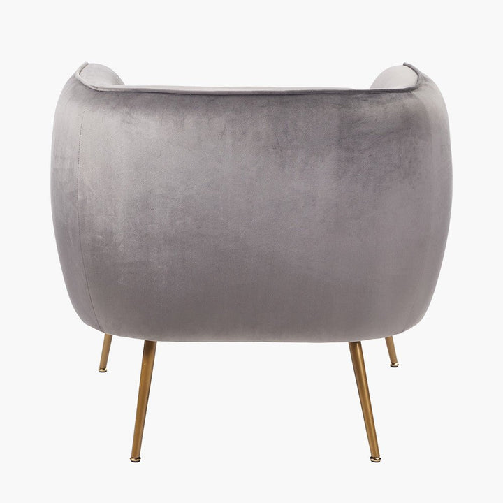 Lucca Dove Grey Velvet Chair with Gold Legs - Duck Barn Interiors