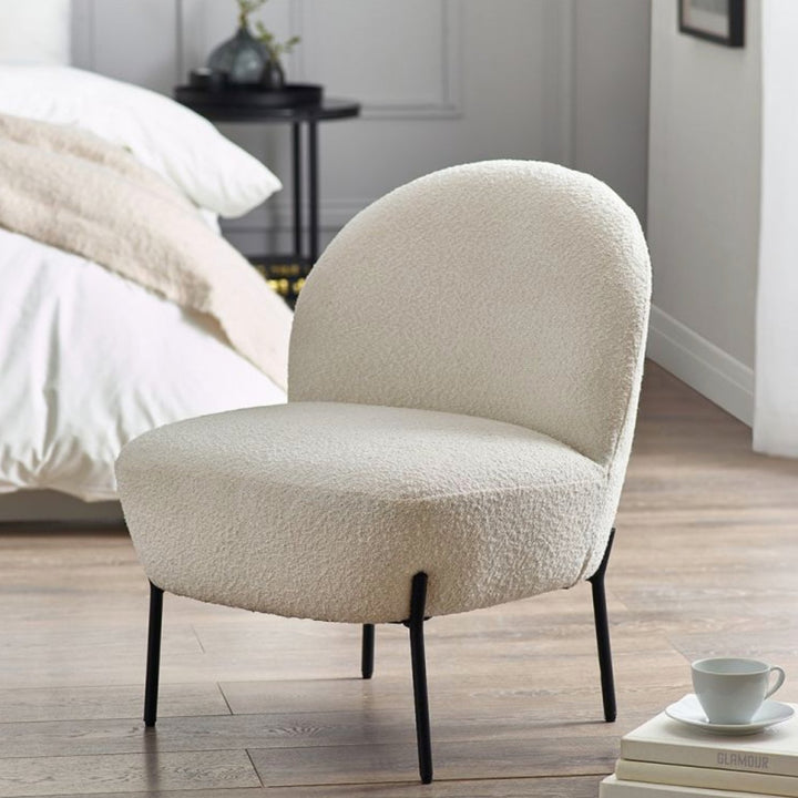 Lulu Ivory Boucle Chair with Black Legs - Duck Barn Interiors