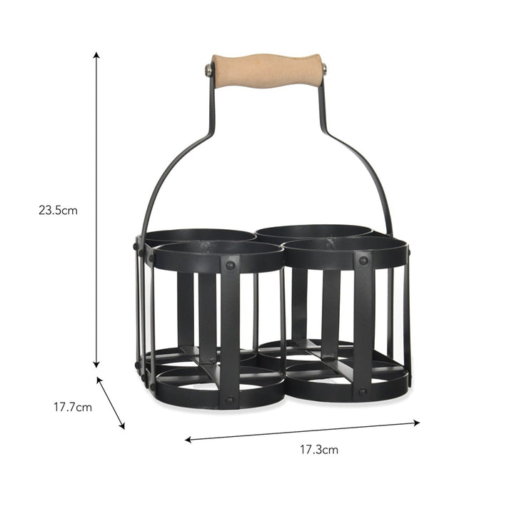 Milk Bottle Holder - Carbon - 4 bottles2 - Duck Barn Interiors