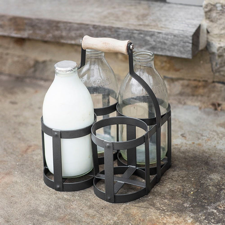 Milk Bottle Holder - Carbon - 4 bottles1 - Duck Barn Interiors