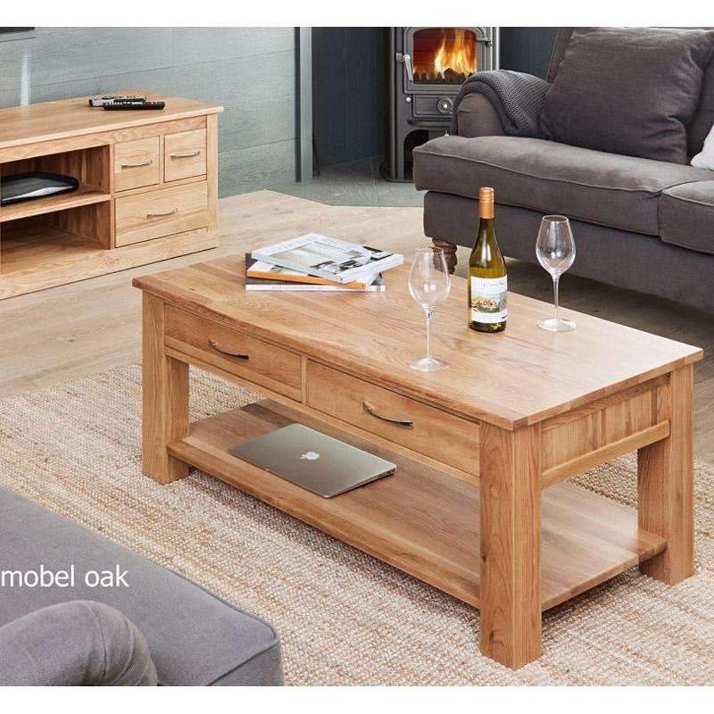 Mobel Oak Coffee Table with Drawers - Duck Barn Interiors