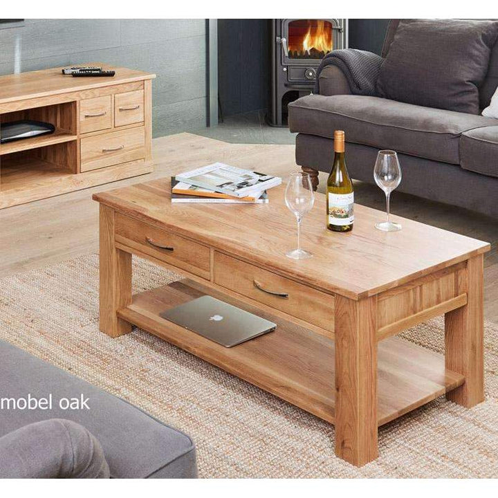 Mobel Oak Coffee Table with Drawers1 - Duck Barn Interiors