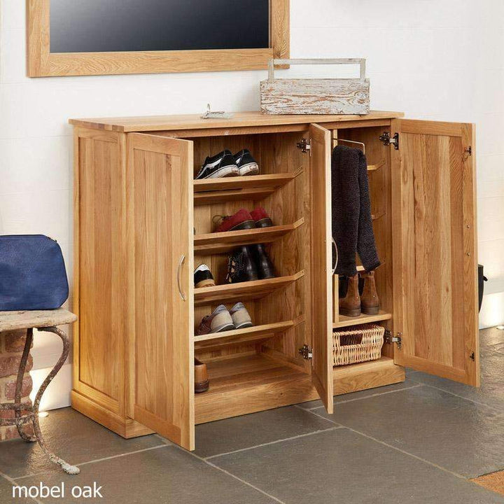 Mobel Oak Extra Large Shoe Storage Cupboard3 - Duck Barn Interiors