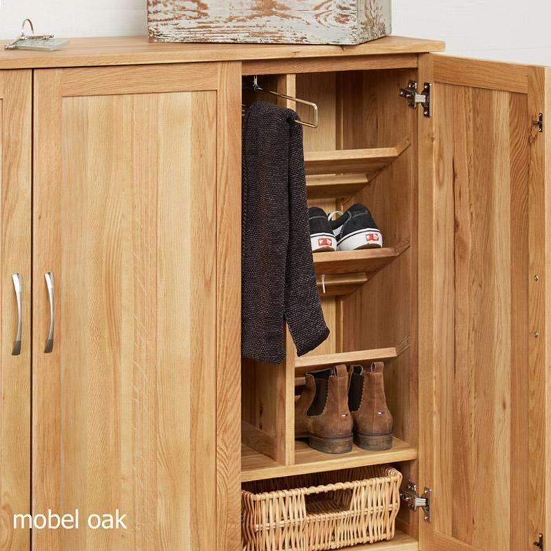 Mobel Oak Extra Large Shoe Storage Cupboard4 - Duck Barn Interiors