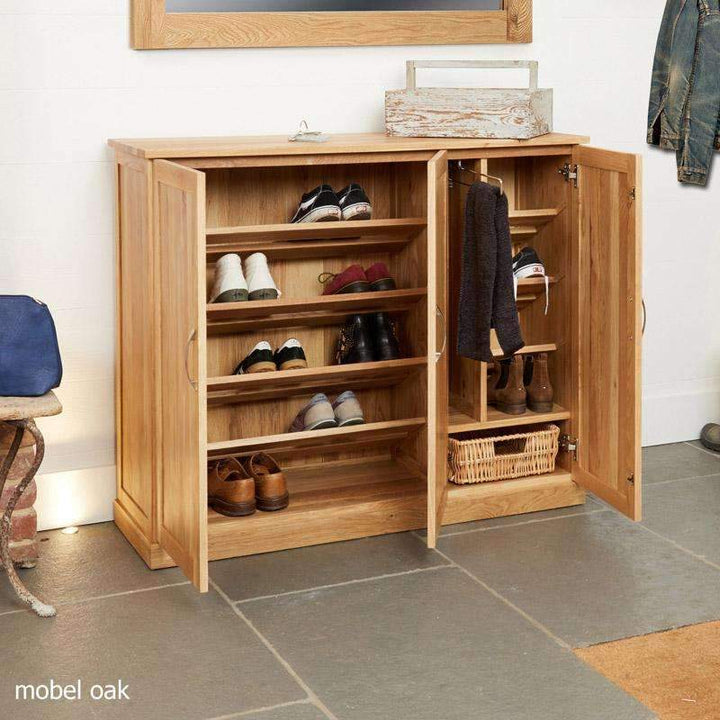 Mobel Oak Extra Large Shoe Storage Cupboard1 - Duck Barn Interiors