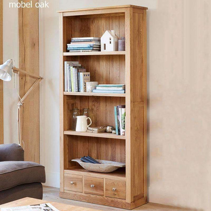 Mobel Oak Large Bookcase With Drawers2 - Duck Barn Interiors