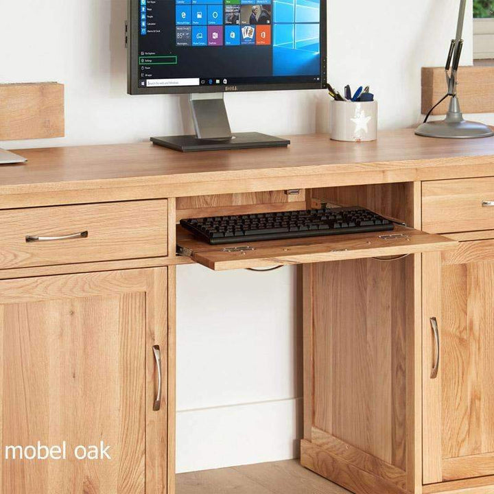 Mobel Oak Large Hidden Office Twin Pedestal Desk - Duck Barn Interiors