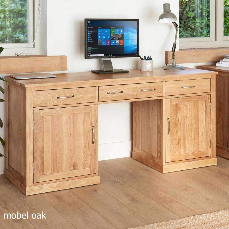 Mobel Oak Large Hidden Office Twin Pedestal Desk - Duck Barn Interiors