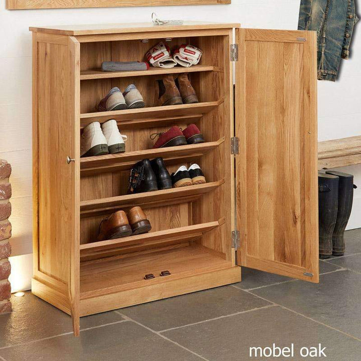 Mobel Oak Large Shoe Storage Cupboard1 - Duck Barn Interiors