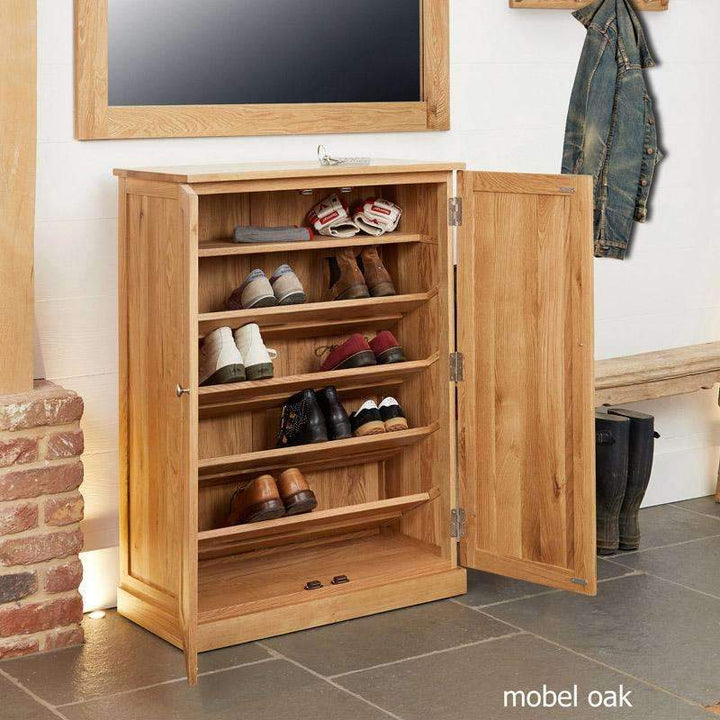 Mobel Oak Large Shoe Storage Cupboard4 - Duck Barn Interiors