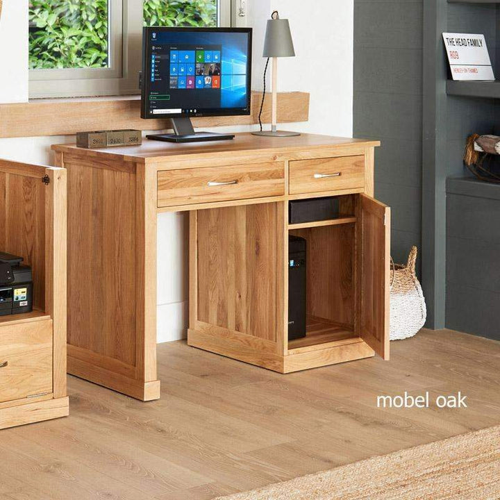 Mobel Oak Single Pedestal Computer Desk - Duck Barn Interiors