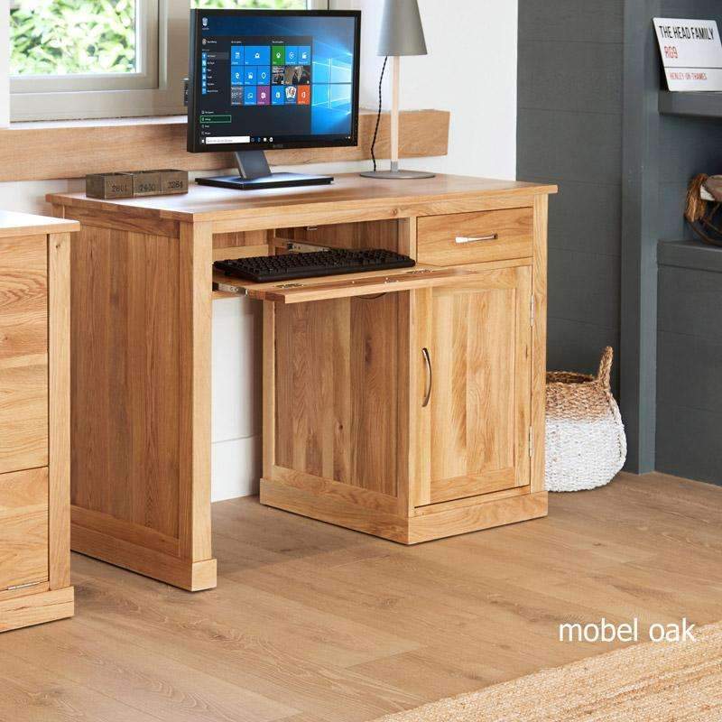 Mobel Oak Single Pedestal Computer Desk - Duck Barn Interiors