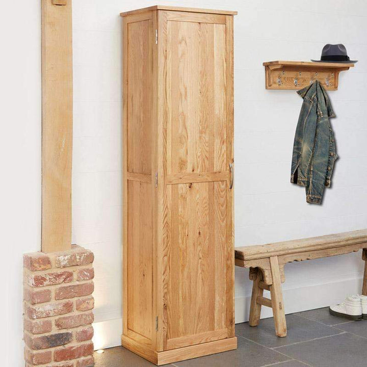 Mobel Oak Tall Narrow Shoe Storage Cupboard1 - Duck Barn Interiors