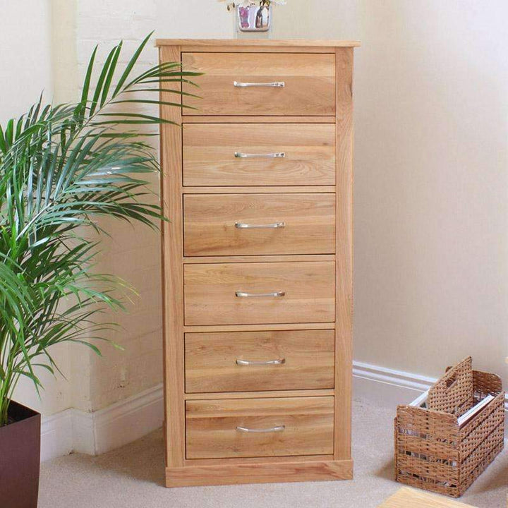 Mobel Oak Tallboy With Six Drawers1 - Duck Barn Interiors