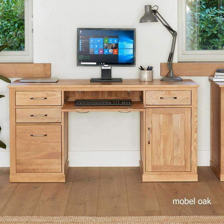 Mobel Oak Twin Pedestal Computer Desk3 - Duck Barn Interiors