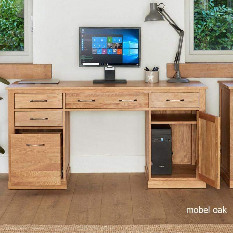 Mobel Oak Twin Pedestal Computer Desk4 - Duck Barn Interiors